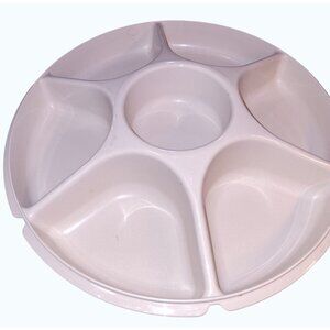 Large Vintage Tupperware Divided Serving Dish Sectional Platter White